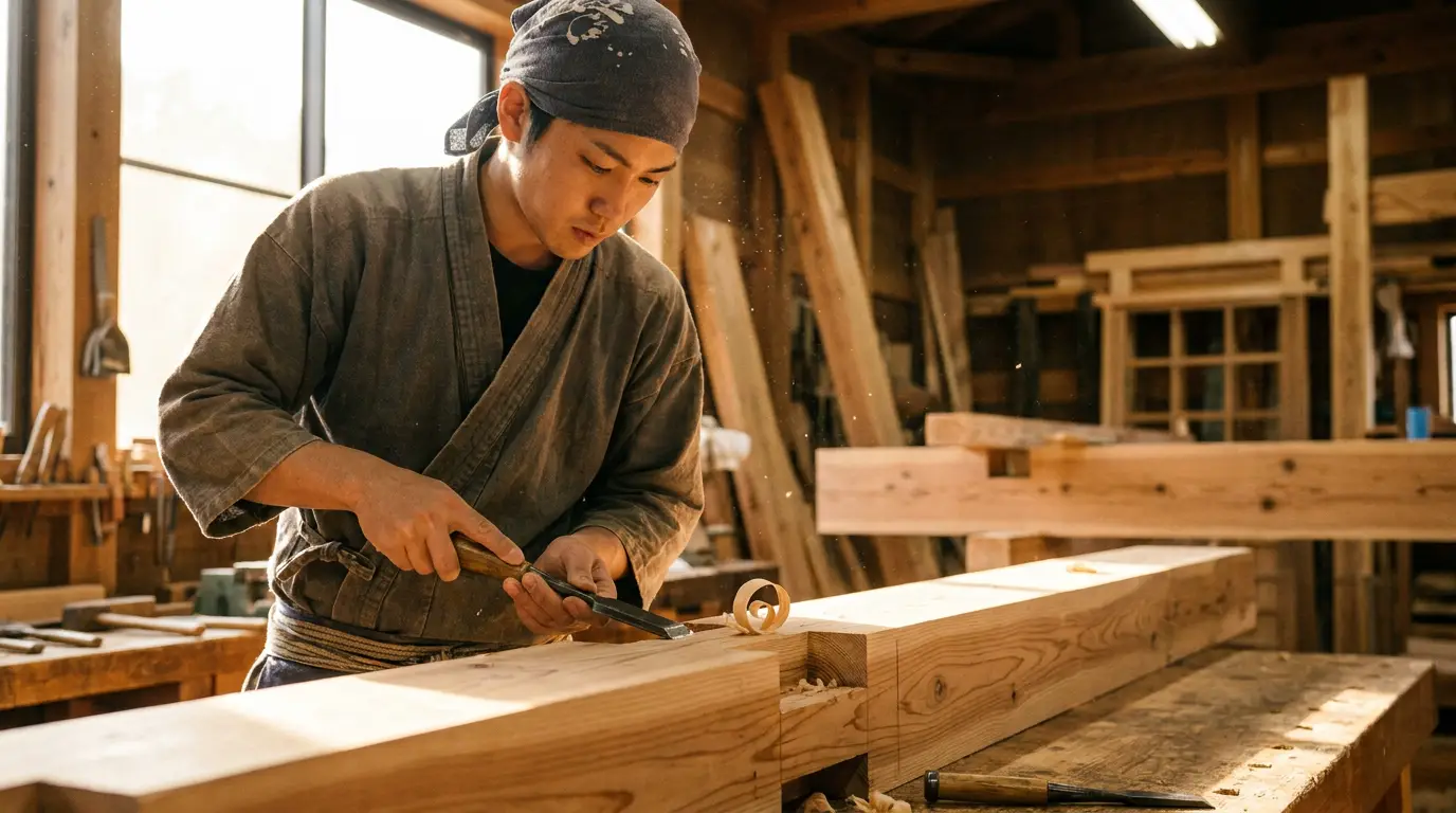 宮大工（社寺建築の職人）のイメージ
